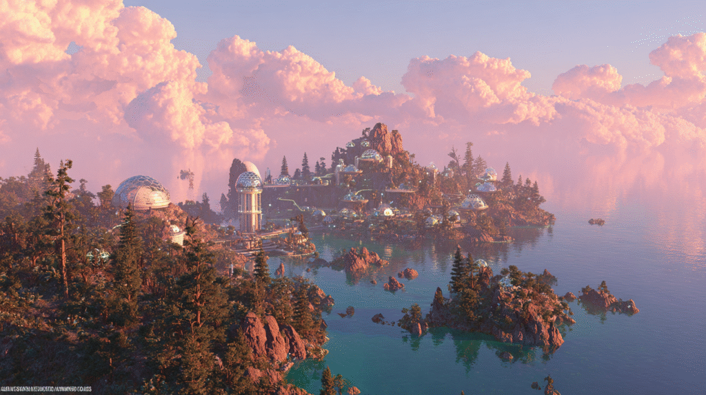 u8587512166 A serene utopian landscape bathed in golden light b46488b0 d59a 4951 8c7c d87b0c788583 1