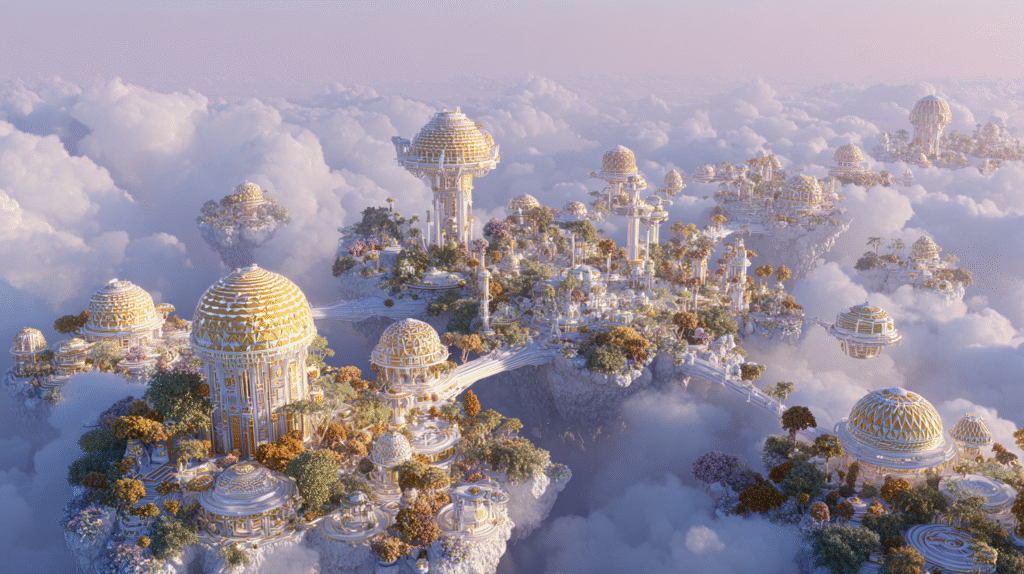 u8587512166 A serene utopian landscape bathed in golden light b46488b0 d59a 4951 8c7c d87b0c788583 3